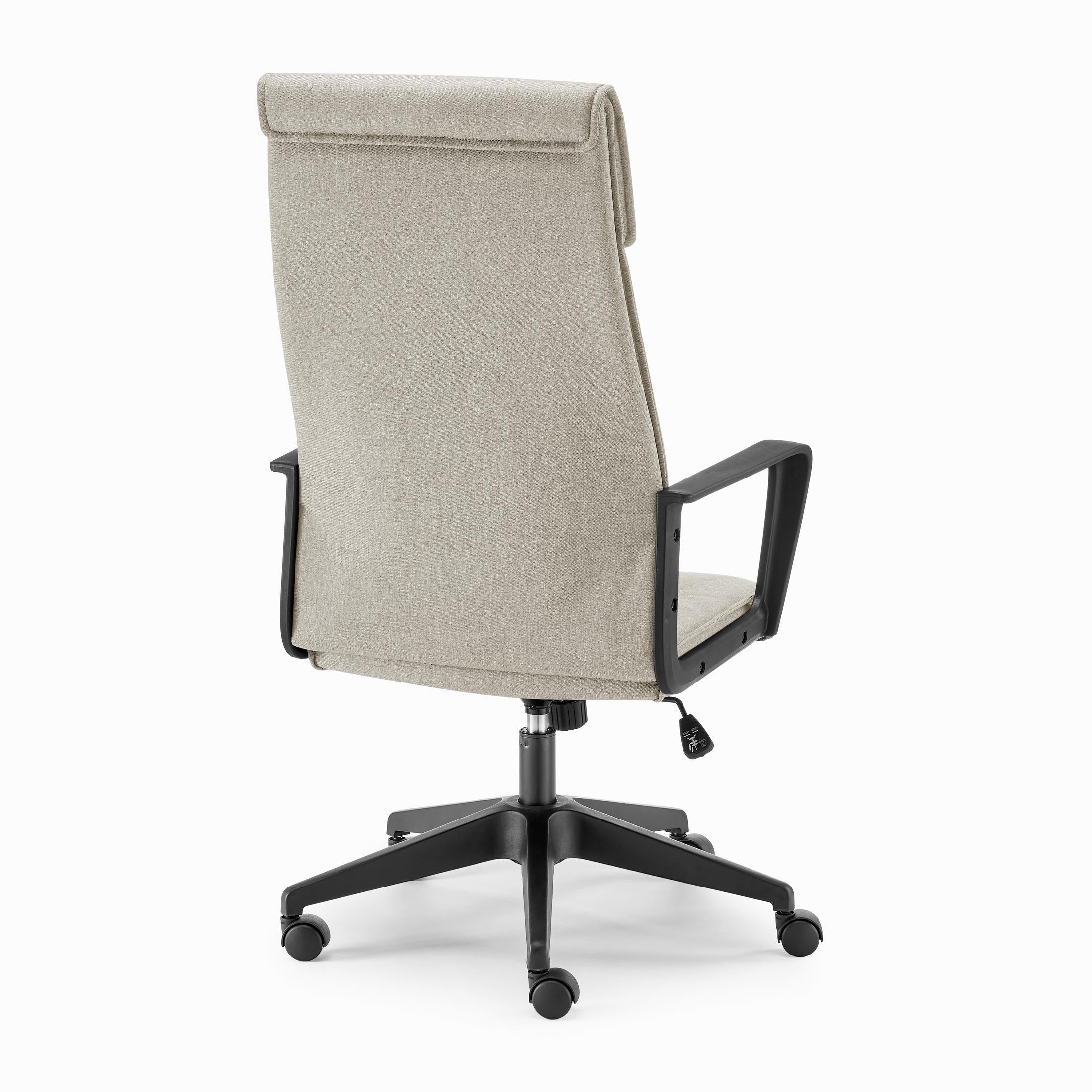 Vesper Light Grey Linen Fabric Swivel Office Chair — image 5