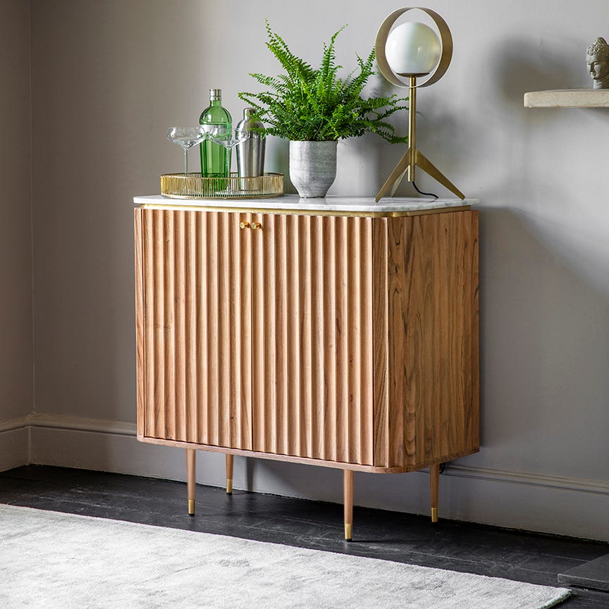Flute Marble Drinks Cabinet in Natural — image 4