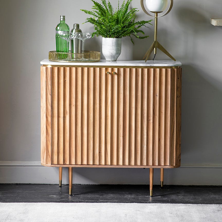 Flute Marble Drinks Cabinet in Natural — image 8