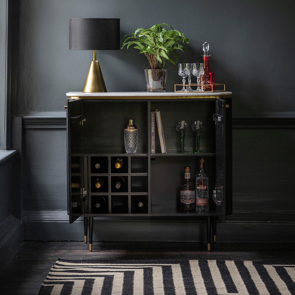 Flute Marble Drinks Cabinet in Black — image 4