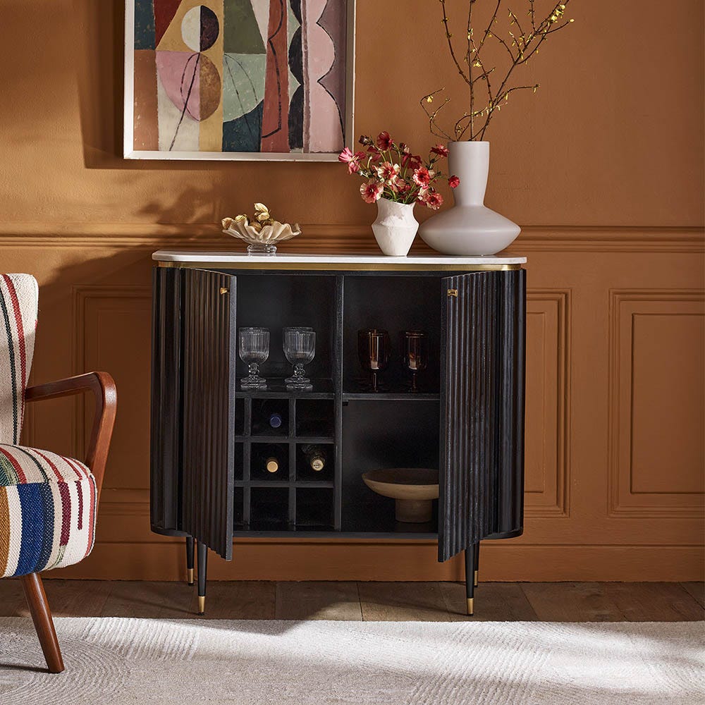 Flute Marble Drinks Cabinet in Black — image 2