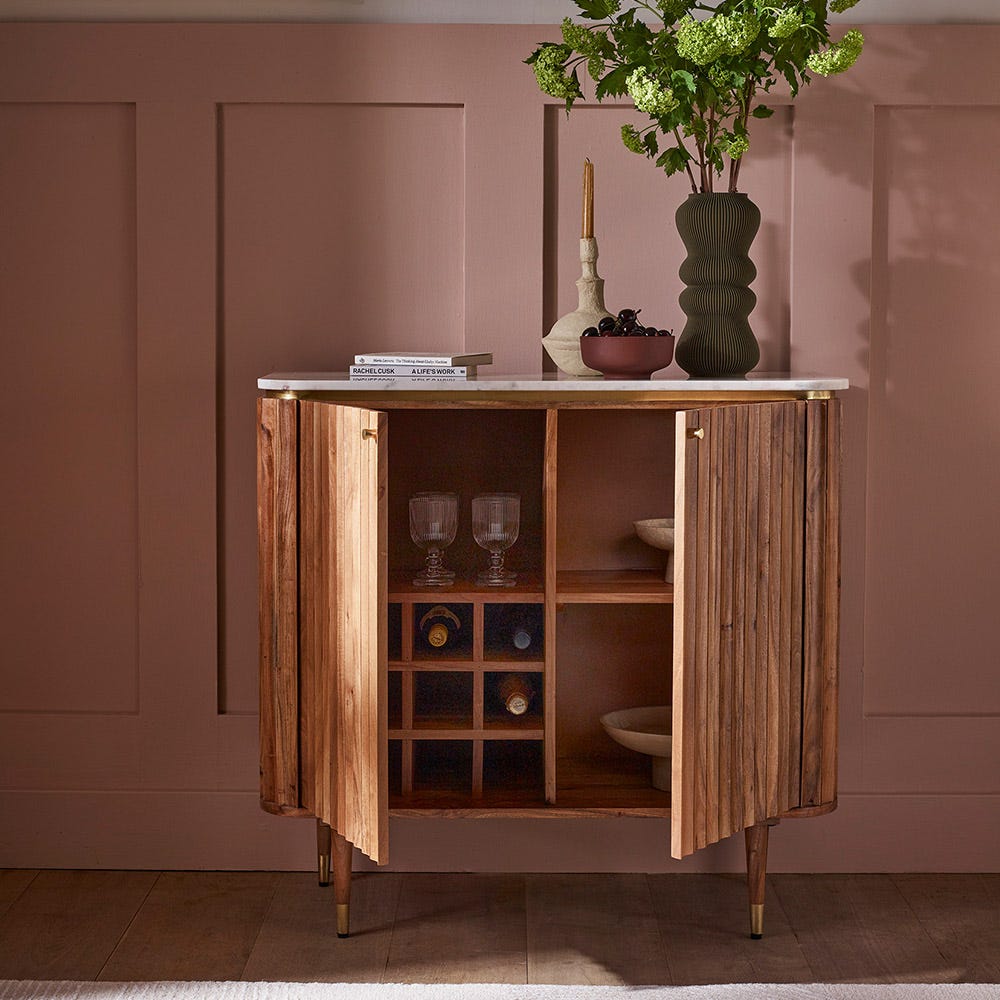 Flute Marble Drinks Cabinet in Natural — image 2