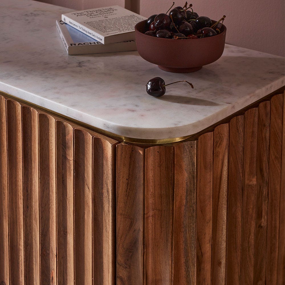 Flute Marble Drinks Cabinet in Natural — image 3