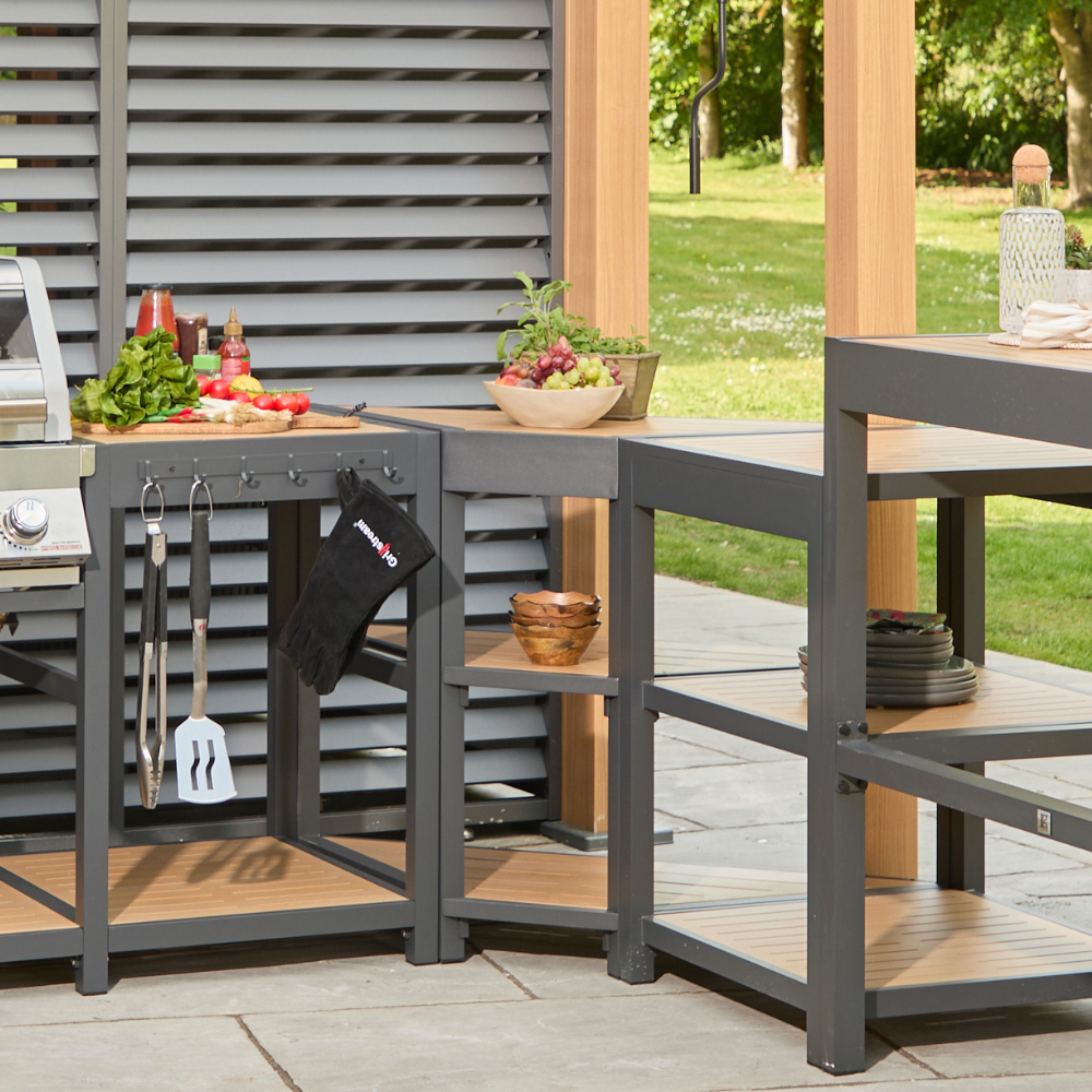 Savannah Outdoor Kitchen Angled Corner Unit - Oak — image 1