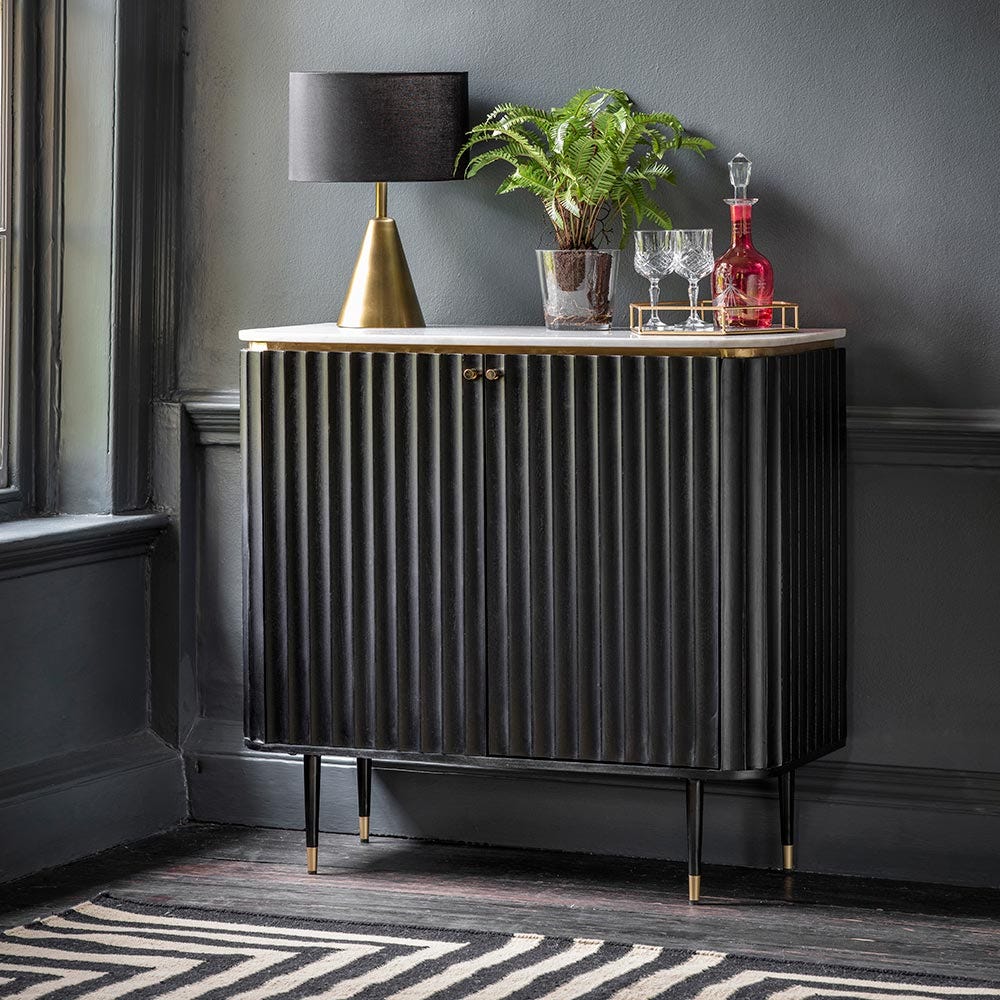 Flute Marble Drinks Cabinet in Black — image 5