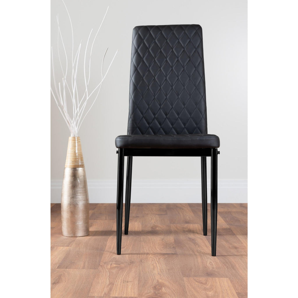 Koko Walnut Effect Round Dining Table & 4 Black Milan Black Leg Chairs — image 8
