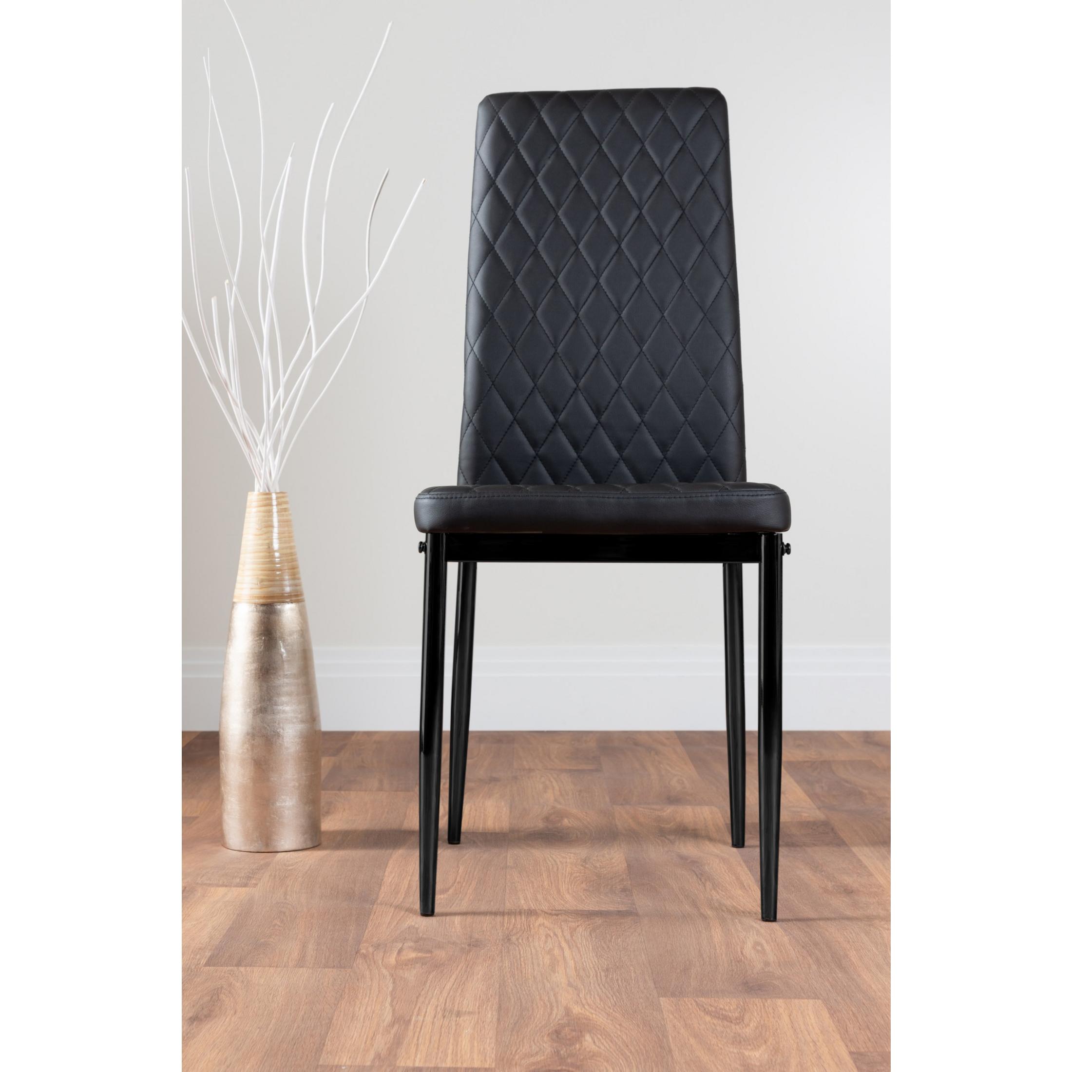 Koko Walnut Effect Round Dining Table & 4 Black Milan Black Leg Chairs — image 8