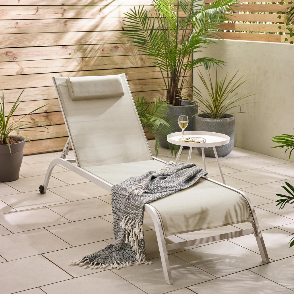 2x Corsica Cream Metal & Textilene Sun Loungers — image 8