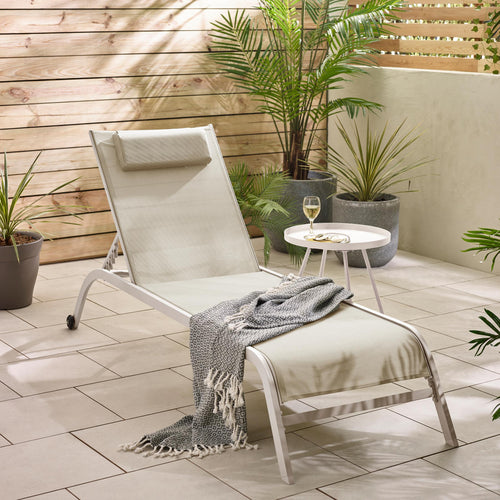2x Corsica Cream Metal & Textilene Sun Loungers — image 2