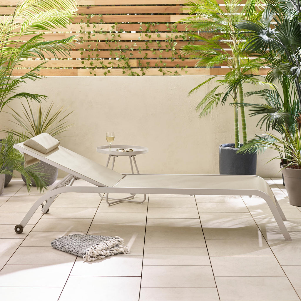 2x Corsica Cream Metal & Textilene Sun Loungers — image 9