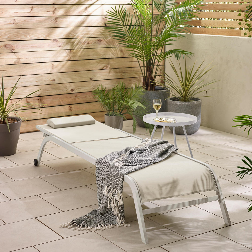 2x Corsica Cream Metal & Textilene Sun Loungers — image 10