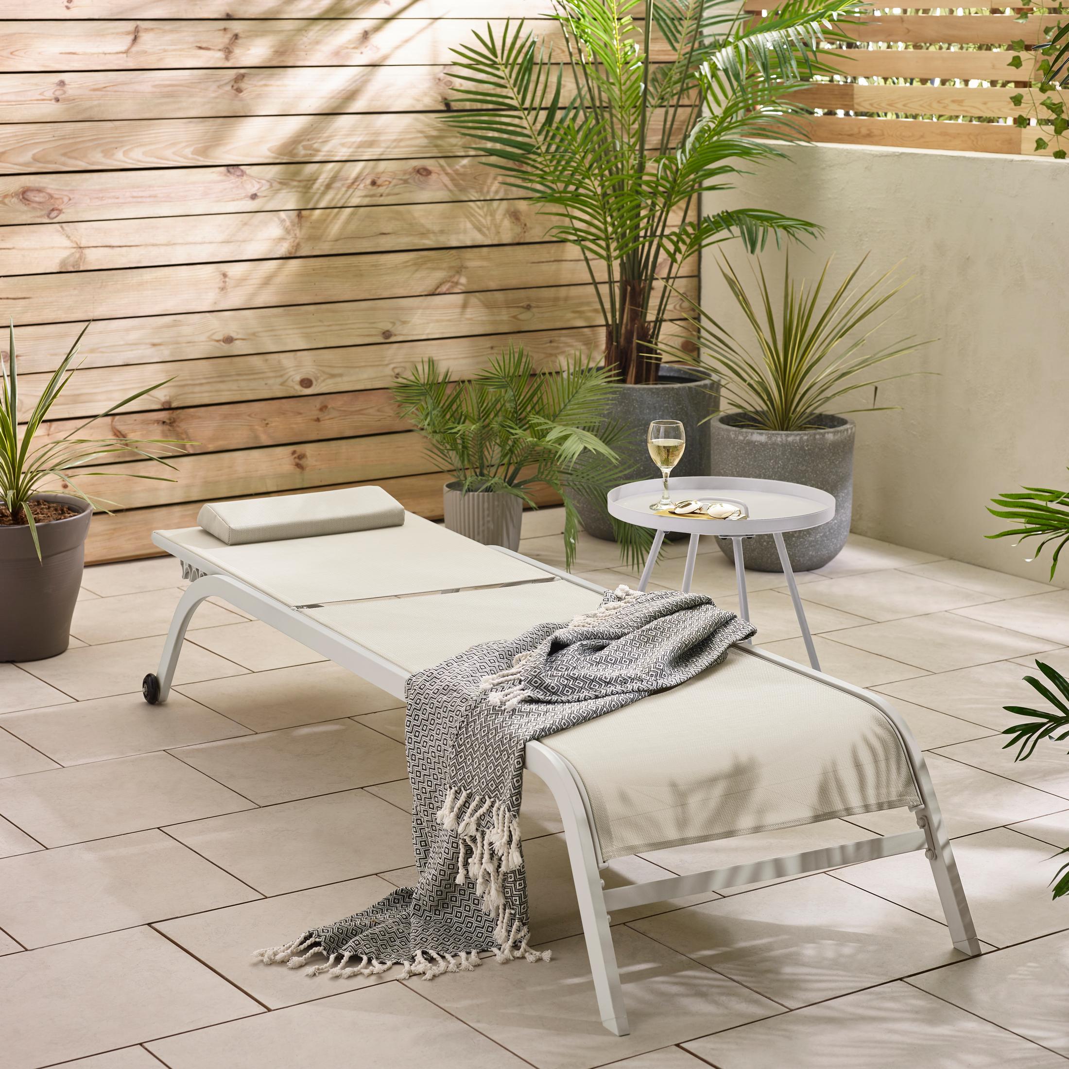 2x Corsica Cream Metal & Textilene Sun Loungers — image 10