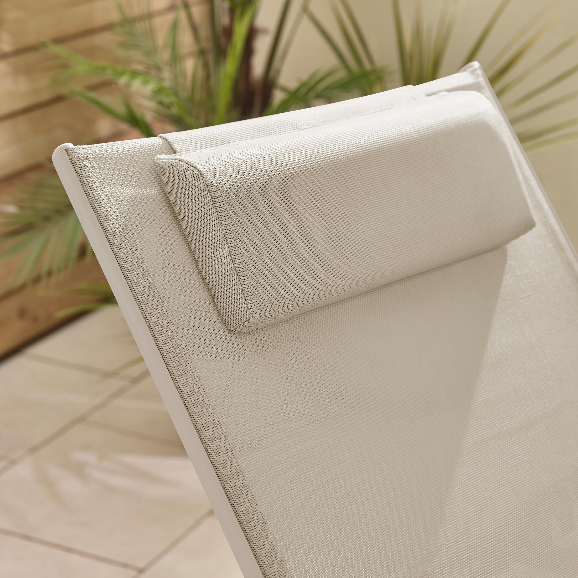 2x Corsica Cream Metal & Textilene Sun Loungers — image 5