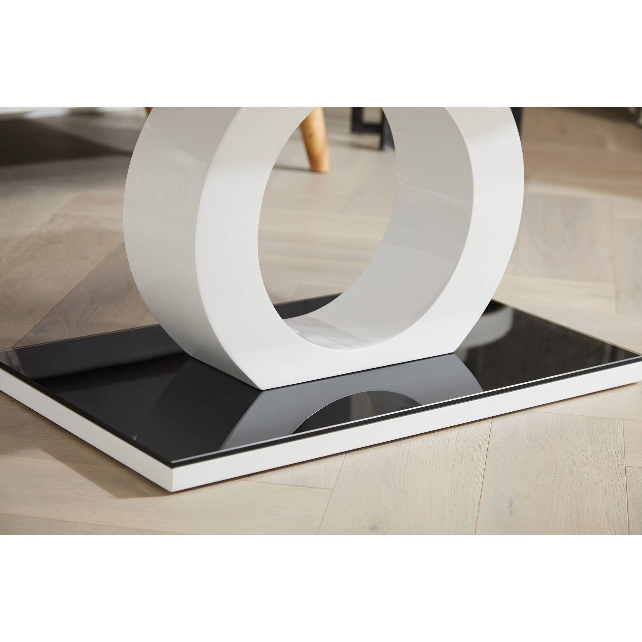 Giovani Rectangular Black Glass and White High Gloss Coffee Table — image 5