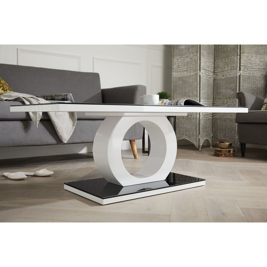 Giovani Rectangular Black Glass and White High Gloss Coffee Table — image 9