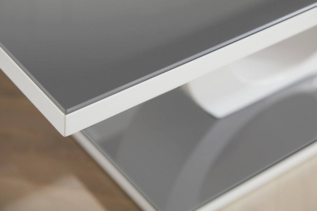 Giovani Rectangular Grey Glass and White High Gloss Coffee Table — image 3
