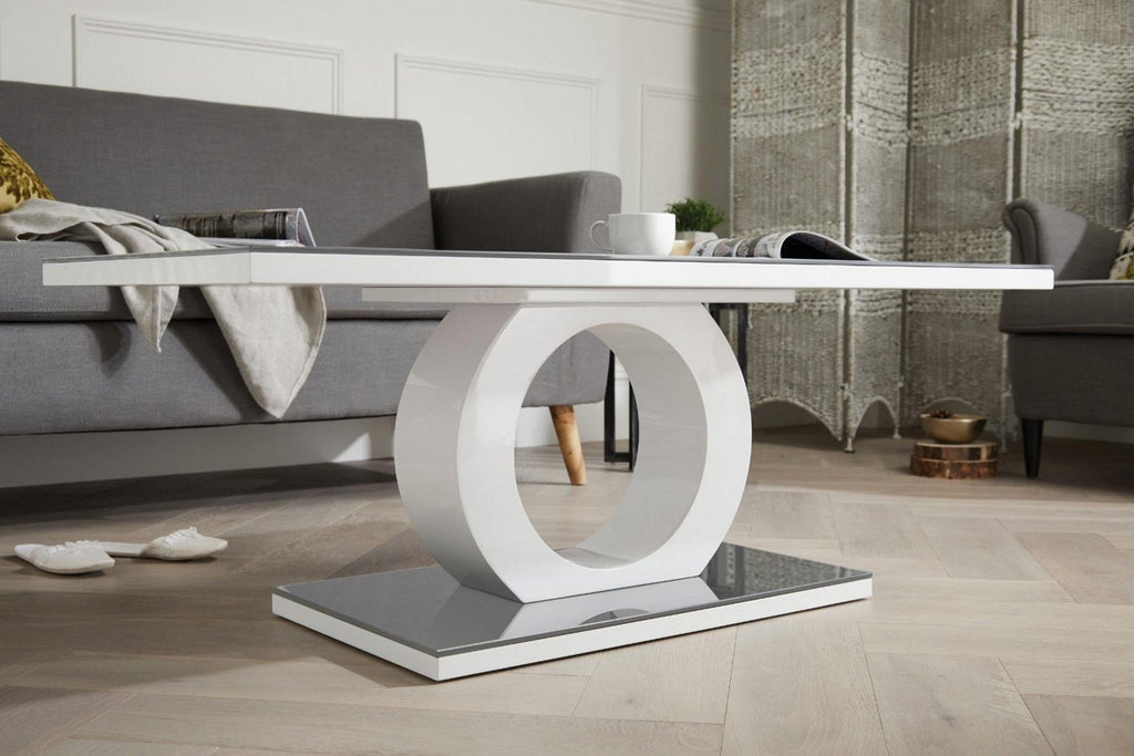 Giovani Rectangular Grey Glass and White High Gloss Coffee Table — image 8