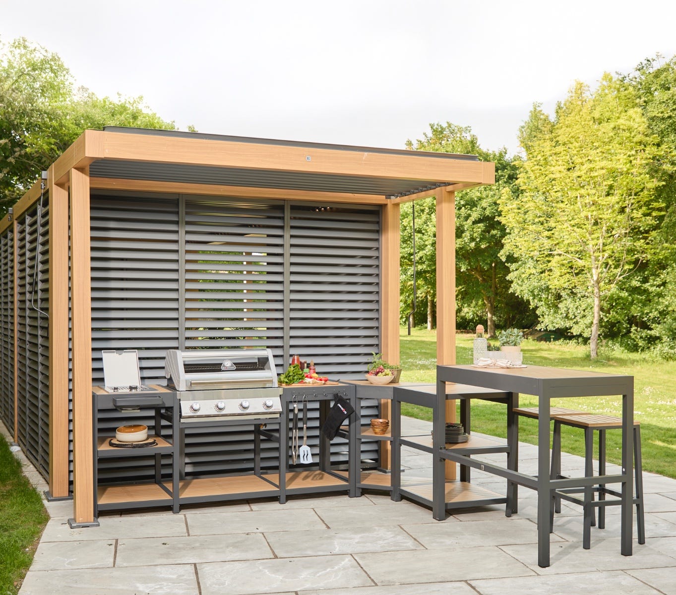 Savannah Outdoor Kitchen Angled Corner Unit - Oak — image 3