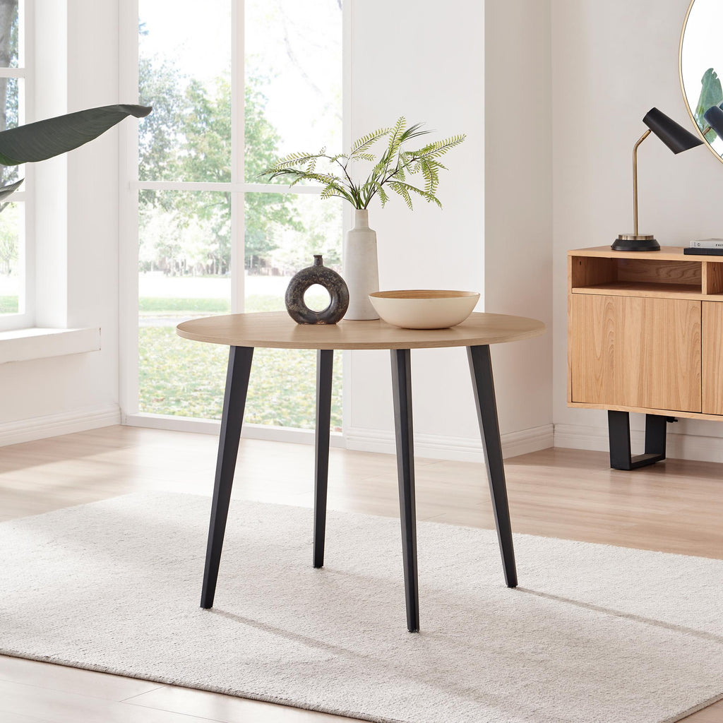 Koko Oak Effect Round Dining Table & 4 Cappuccino Milan Black Leg Chairs — image 2