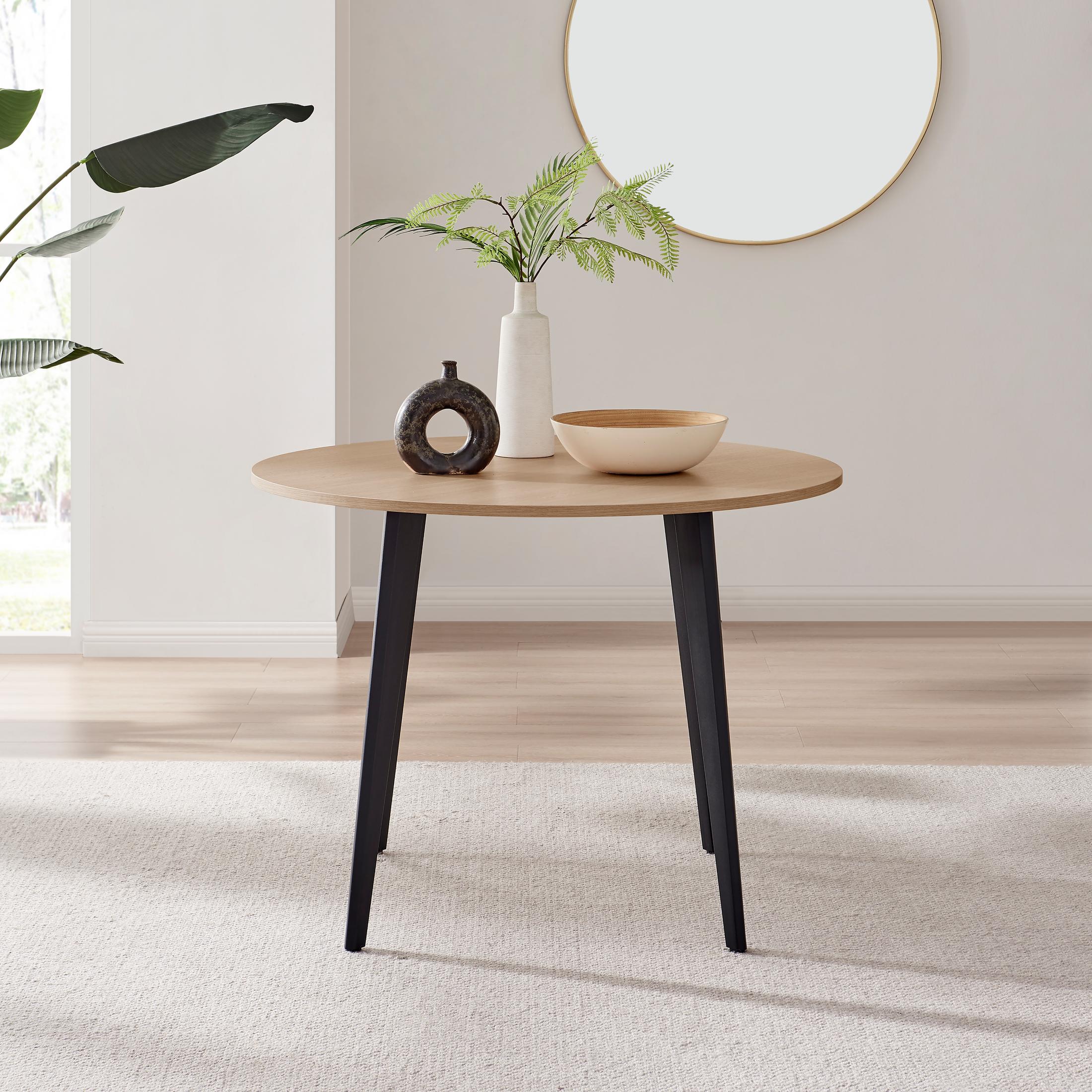 Koko Oak Effect Round Dining Table & 4 Cappuccino Milan Black Leg Chairs — image 3