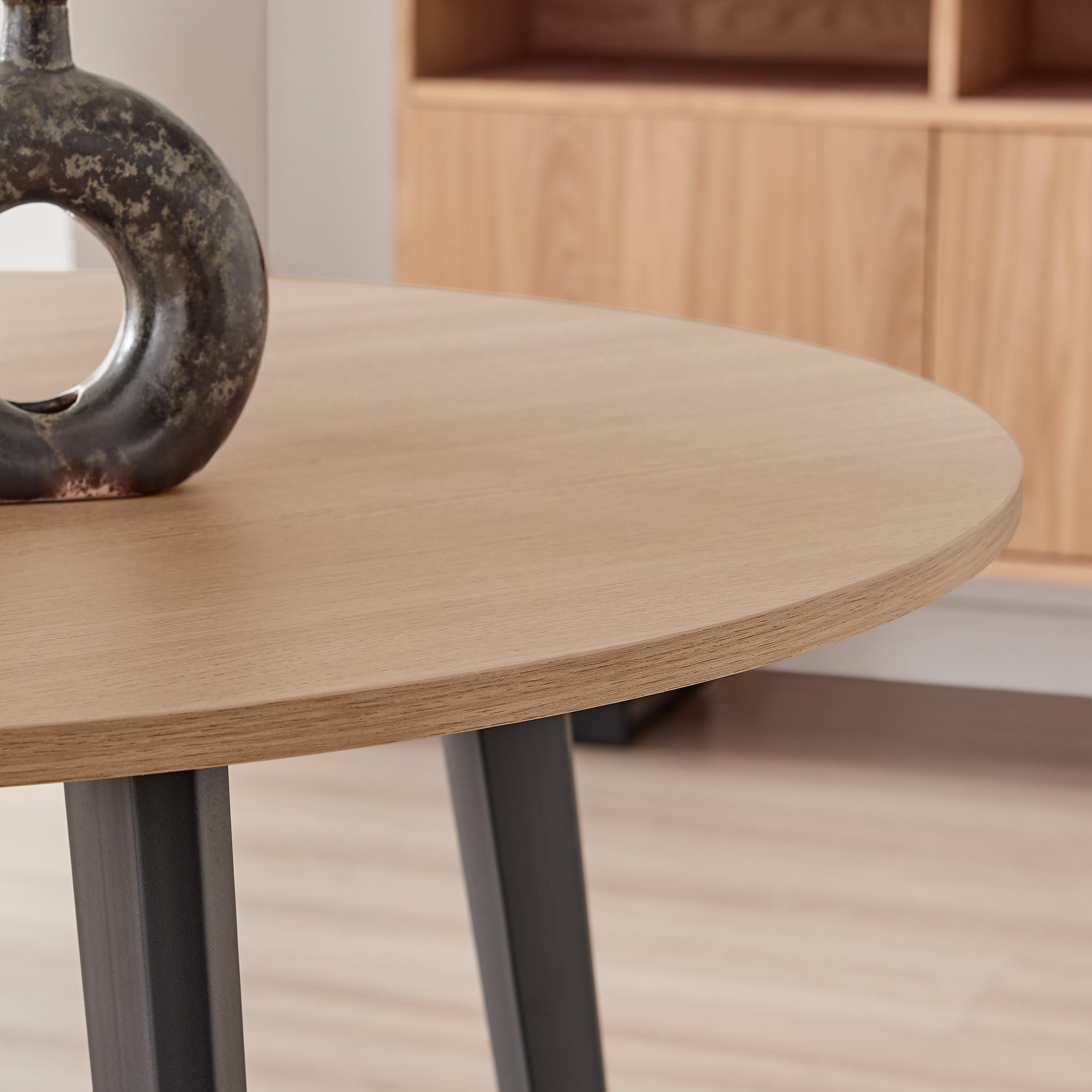 Koko Oak Effect Round Dining Table & 4 Cappuccino Milan Black Leg Chairs — image 5