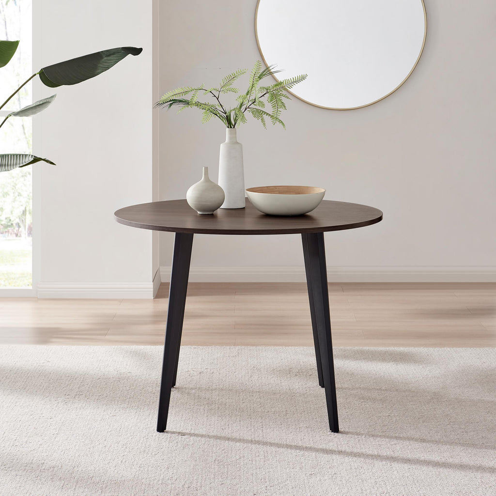 Koko Walnut Effect Round Dining Table & 4 Black Milan Black Leg Chairs — image 3