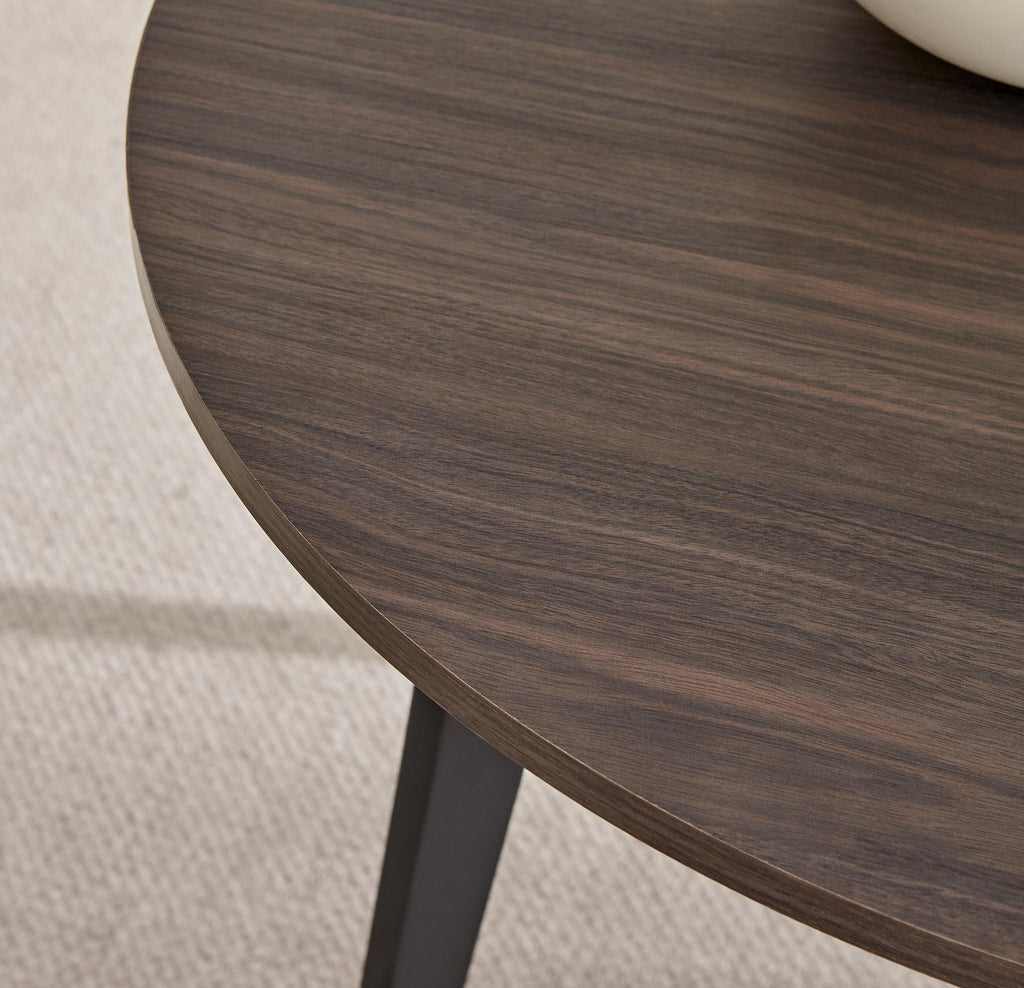 Koko Walnut Effect Round Dining Table & 4 Black Milan Black Leg Chairs — image 5