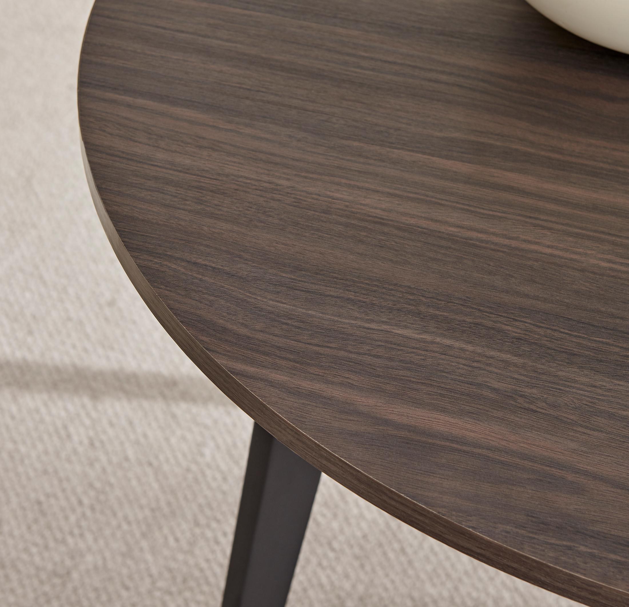 Koko Walnut Effect Round Dining Table & 4 Black Milan Black Leg Chairs — image 5