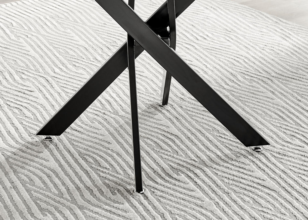 Novara Round White Marble Effect and Black Metal 4 Seater Dining Table — image 6