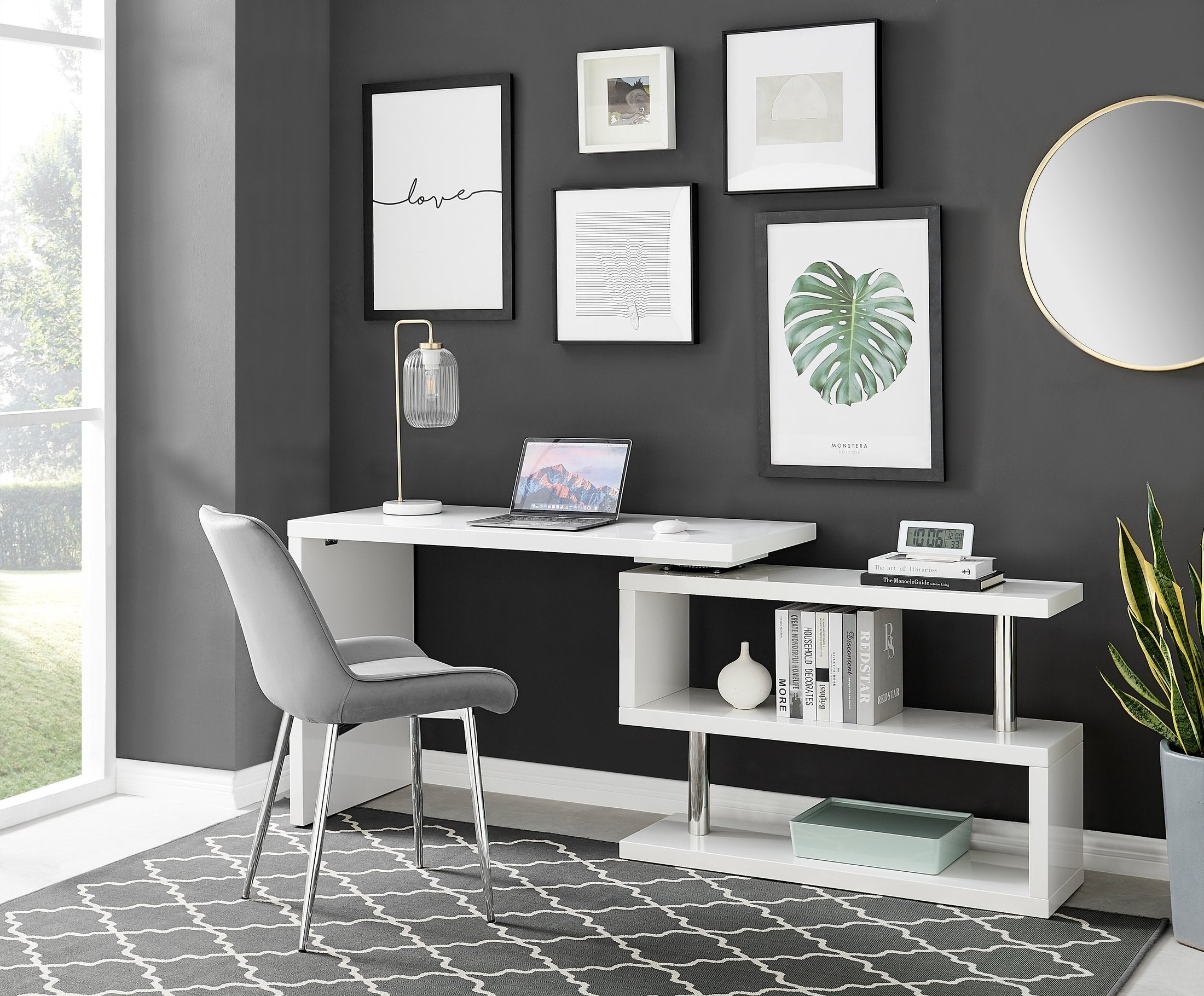Siena White High Gloss Rotating Desk — image 3