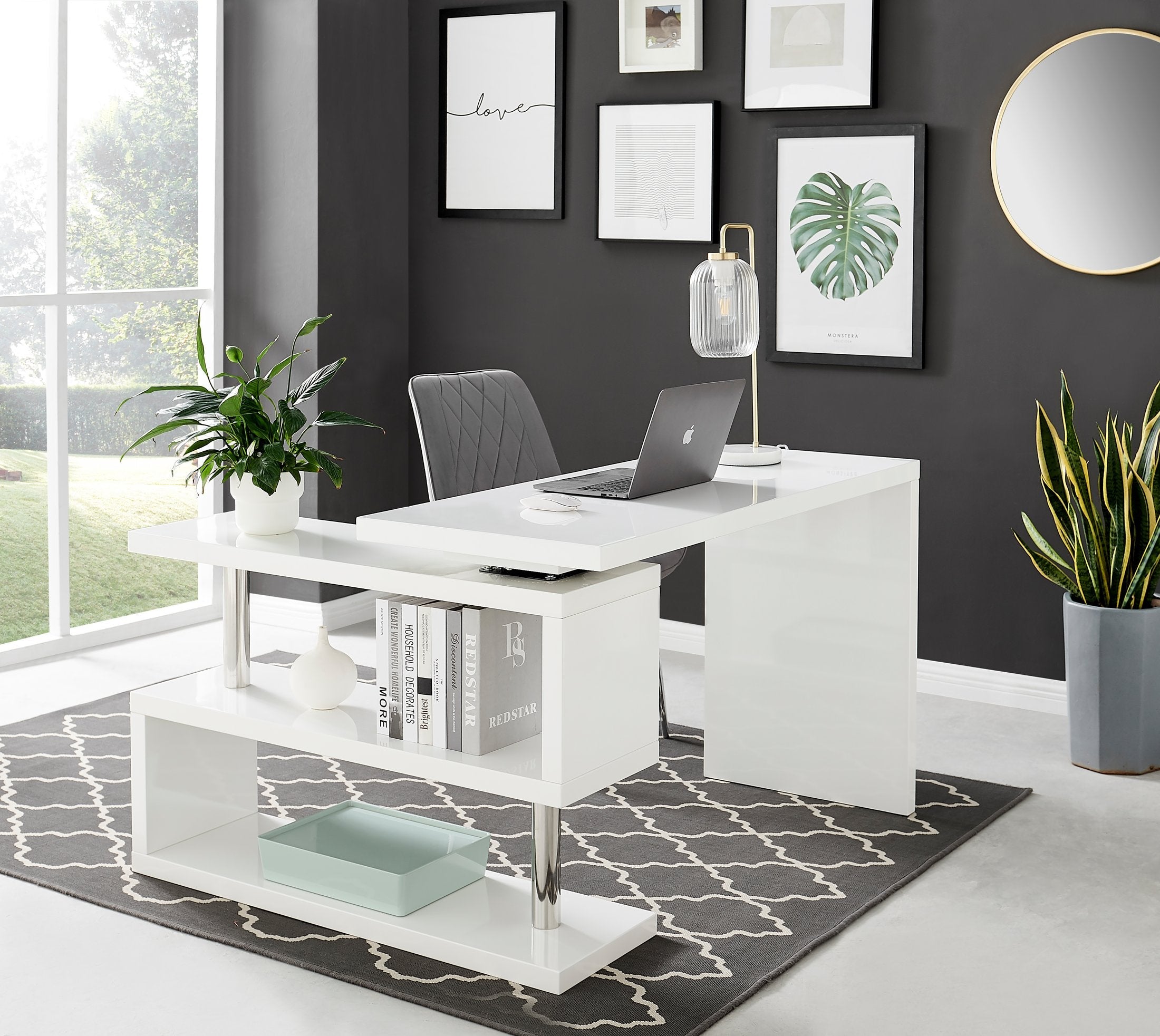 Siena White High Gloss Rotating Desk — image 2