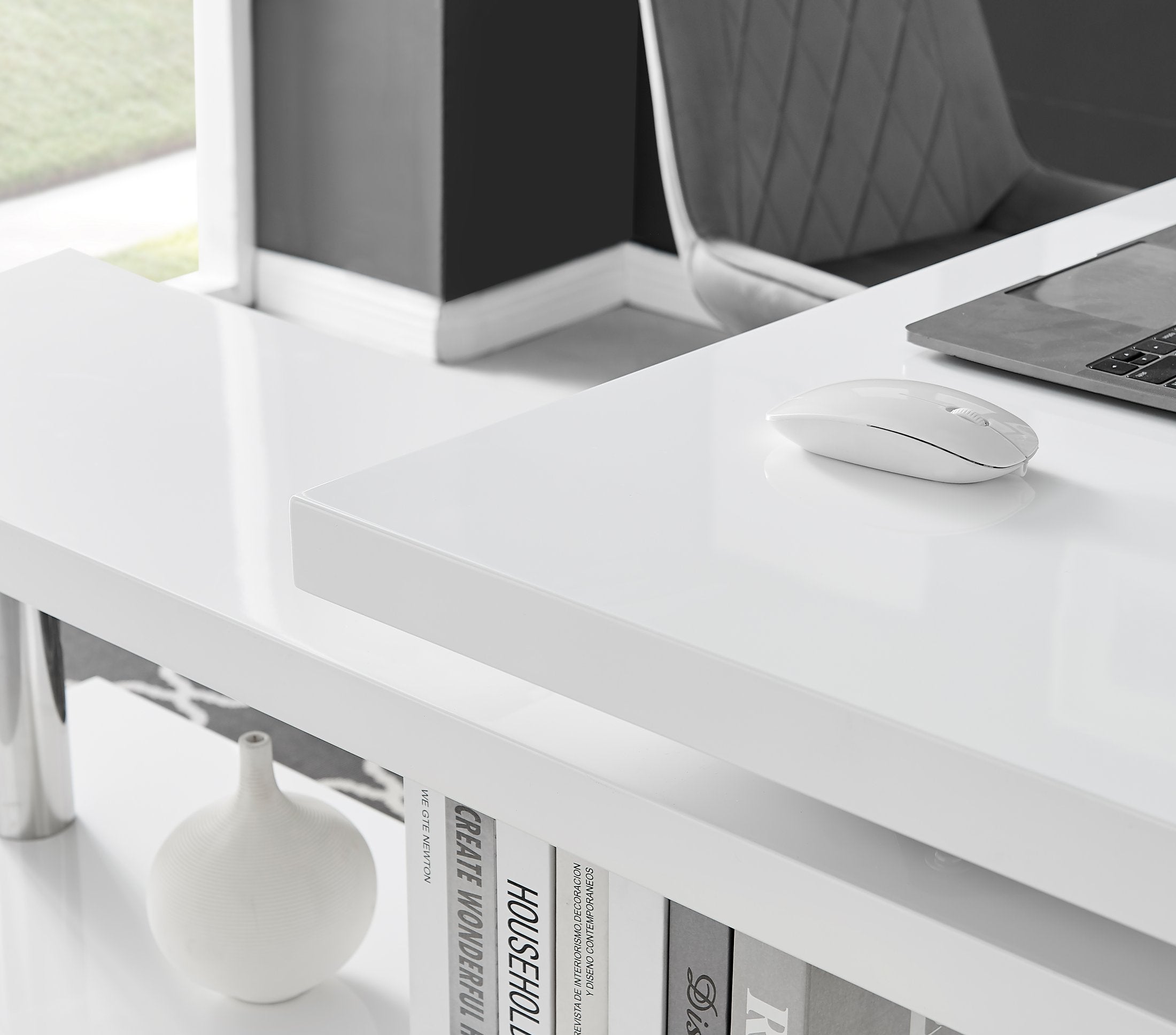 Siena White High Gloss Rotating Desk — image 4
