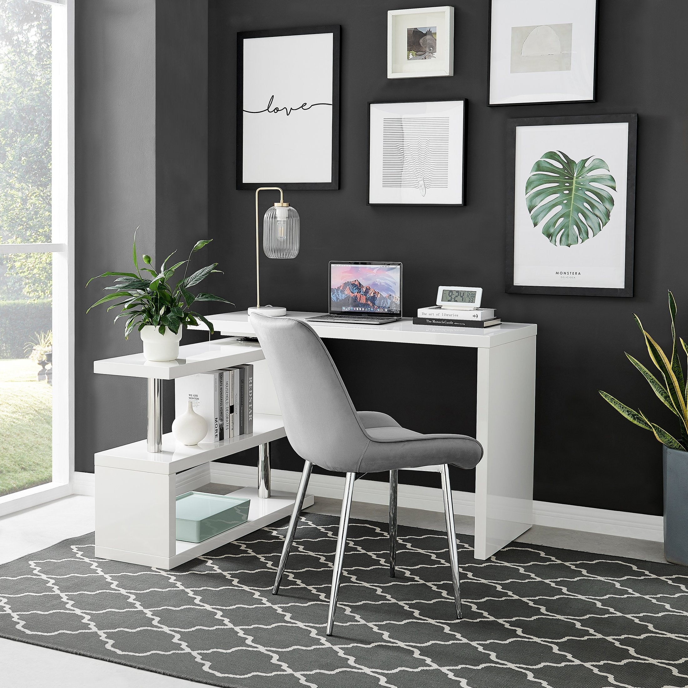 Siena White High Gloss Rotating Desk — image 1